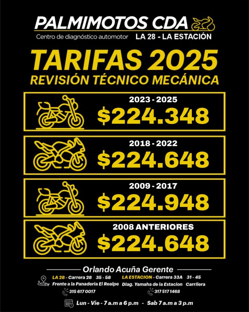 Palmimotos CDA tarifas