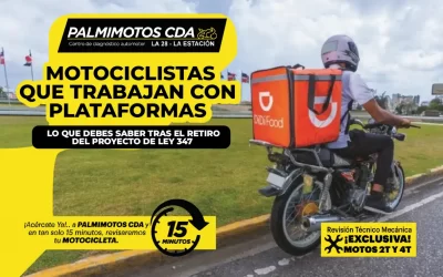 Motociclistas que trabajan con plataformas